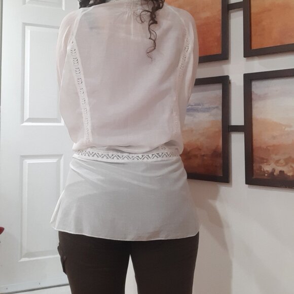 Anthropologie boho crochet silk blouse - Picture 8 of 16